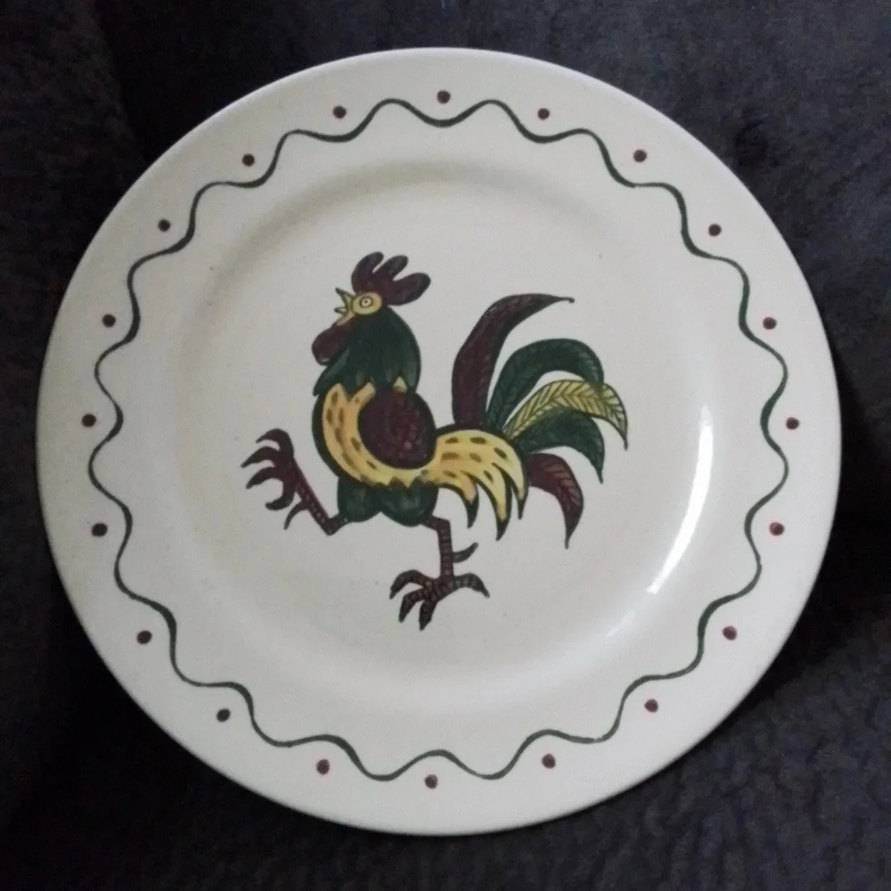 Metlox California Provincial Poppytrail Green Rooster 10” Dinner Plate